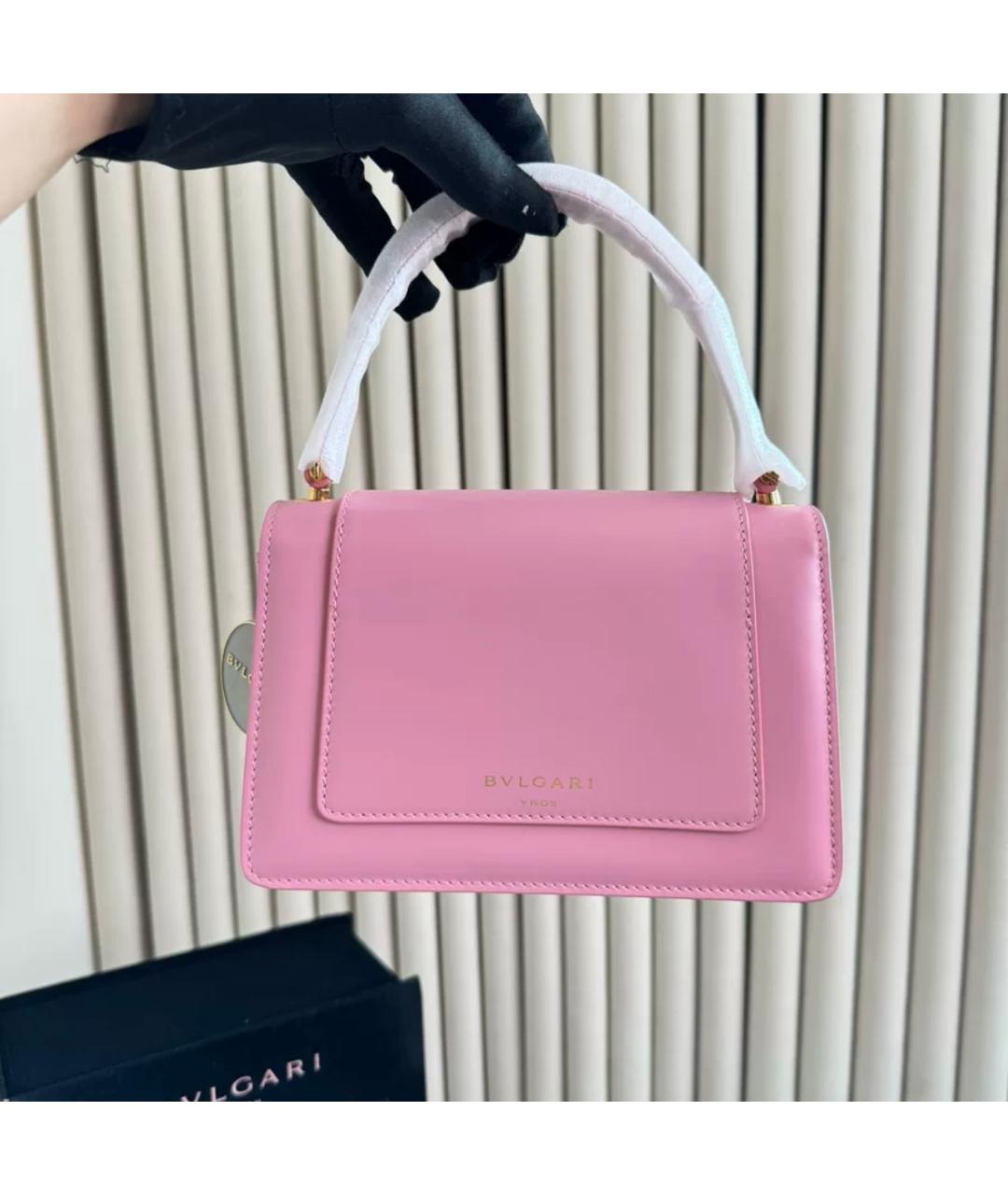 BVLGARI Розовая кожаная сумка через плечо, фото 3