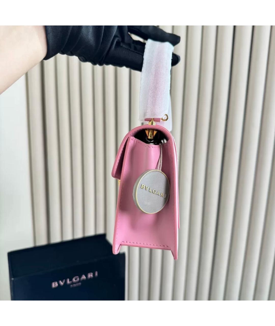 BVLGARI Розовая кожаная сумка через плечо, фото 4