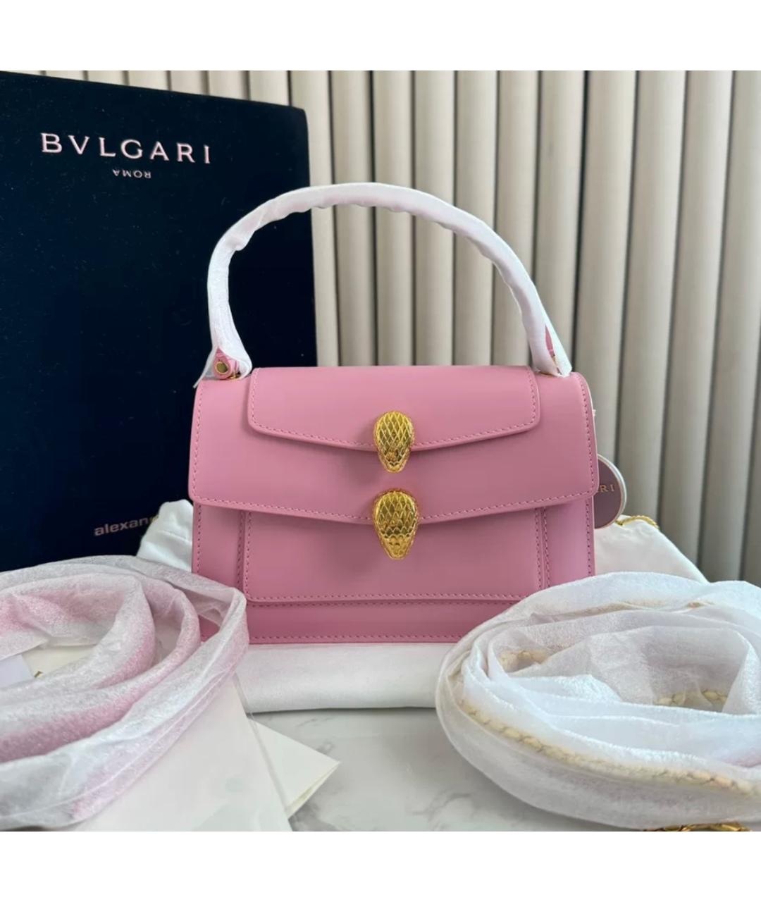 BVLGARI Розовая кожаная сумка через плечо, фото 9