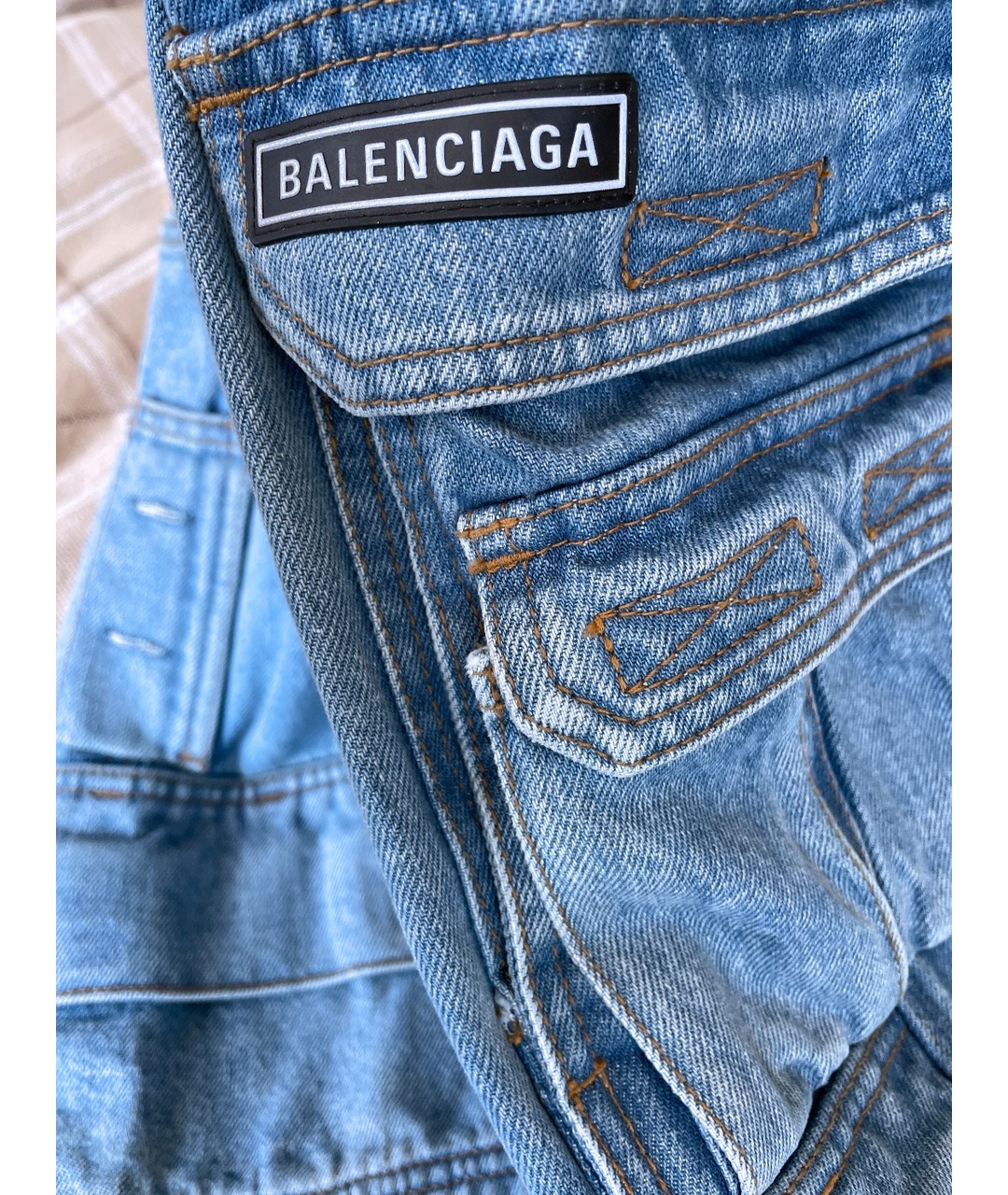 BALENCIAGA Голубые хлопковые прямые джинсы, фото 5