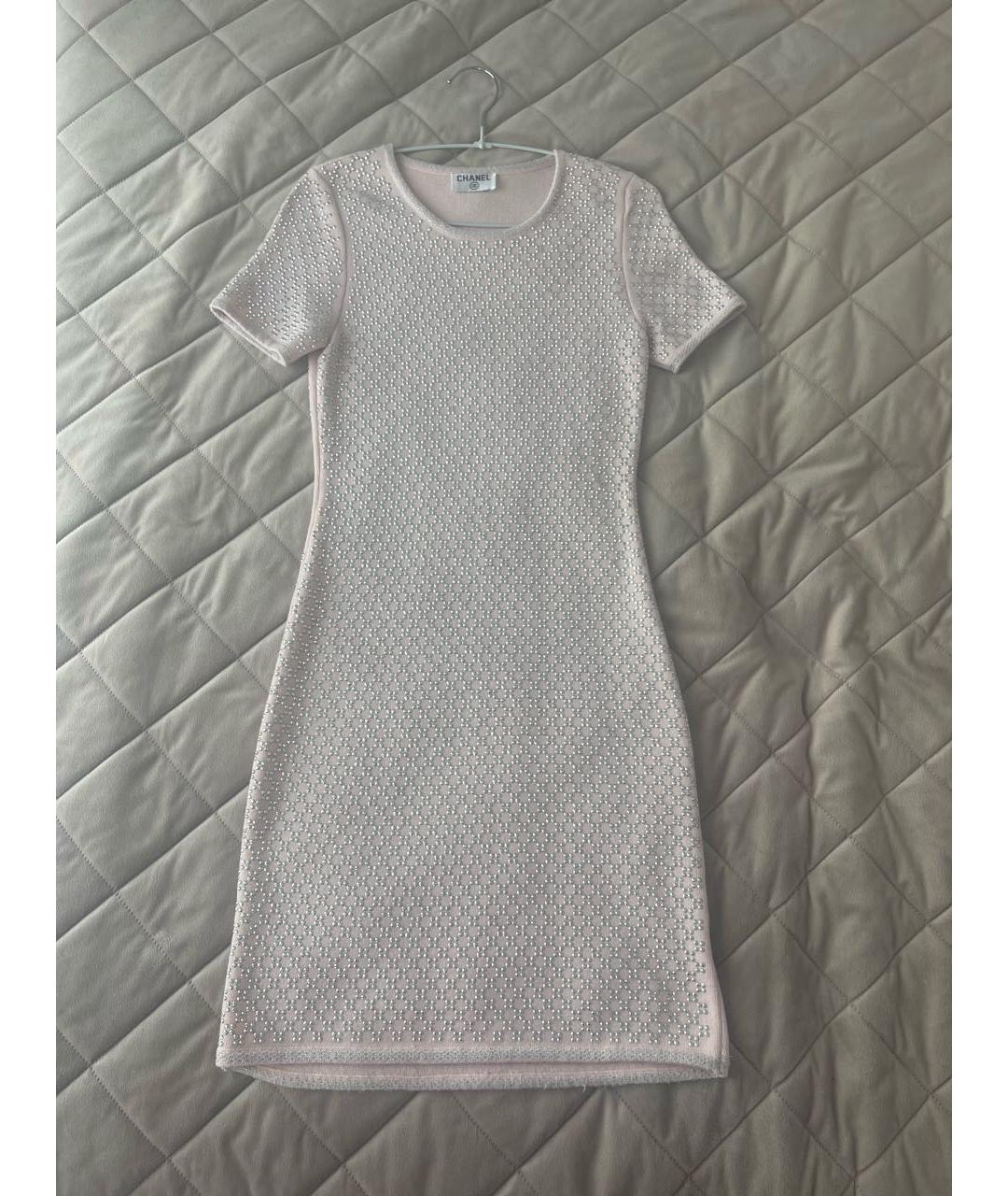 CHANEL Розовое шерстяное повседневное платье, фото 5
