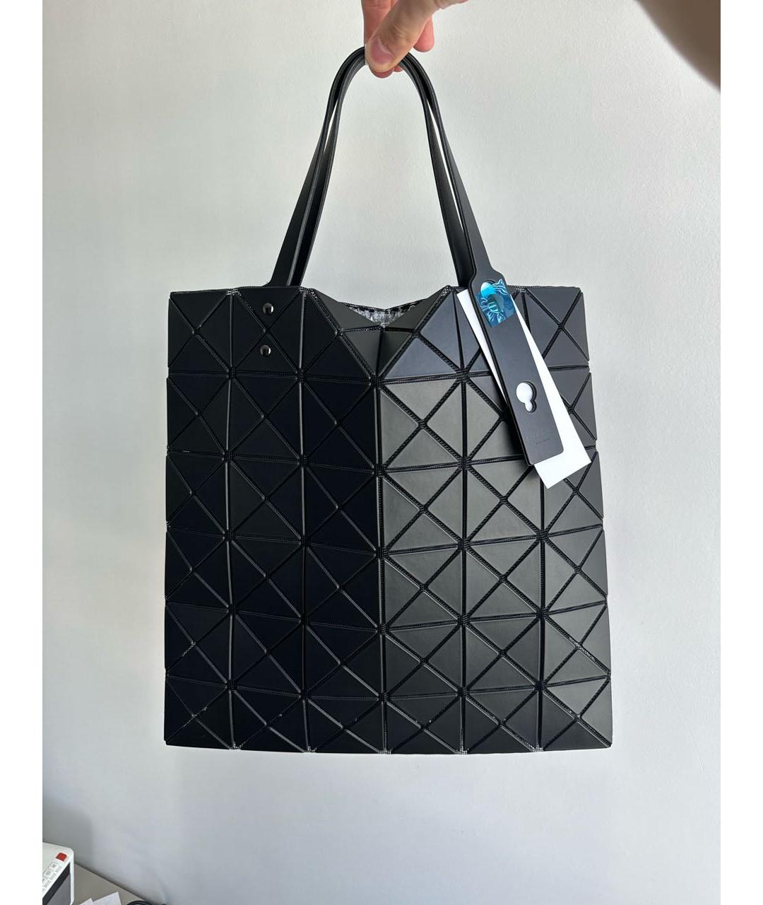 BAO BAO ISSEY MIYAKE Черная кожаная сумка с короткими ручками, фото 4