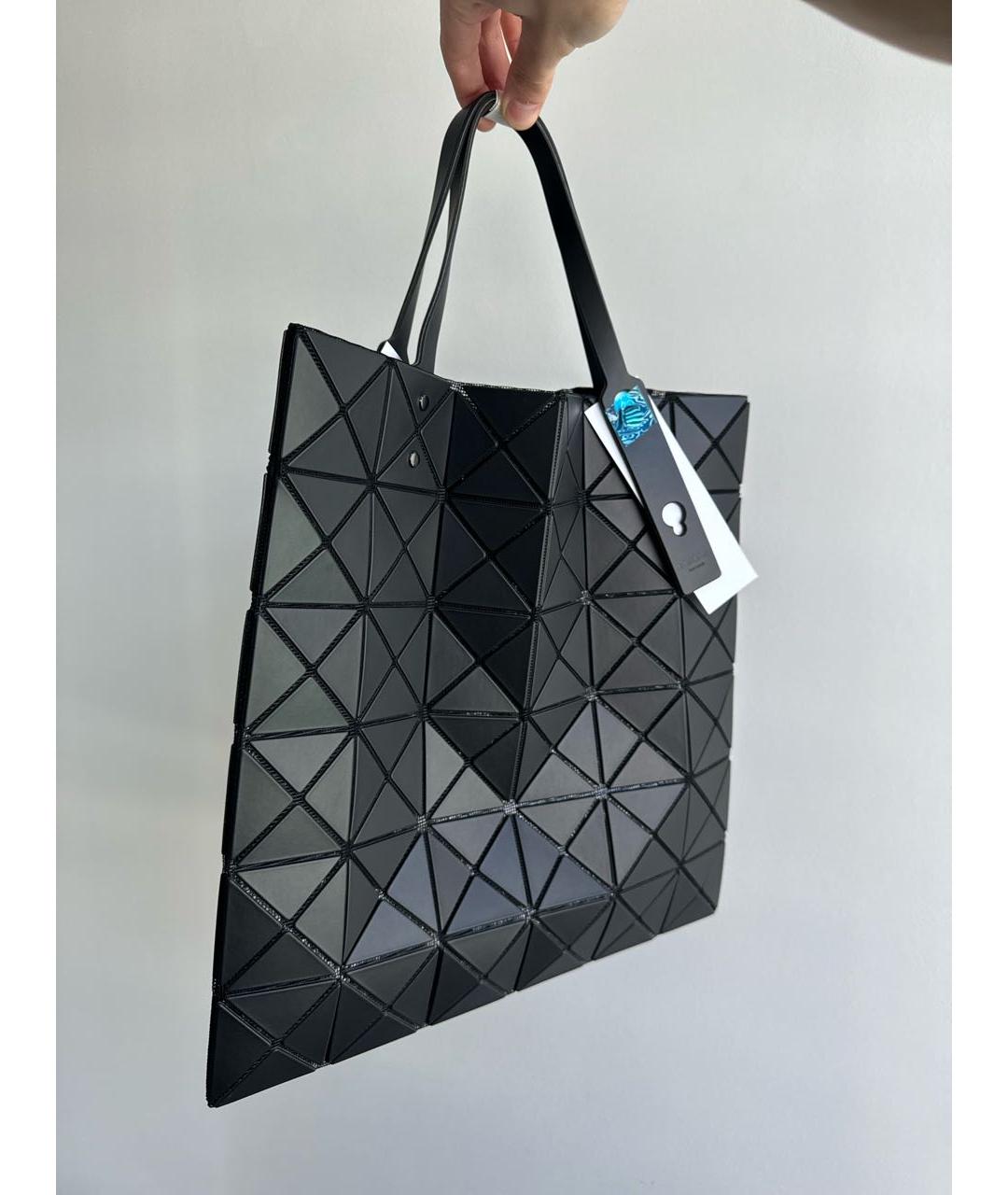 BAO BAO ISSEY MIYAKE Черная кожаная сумка с короткими ручками, фото 3