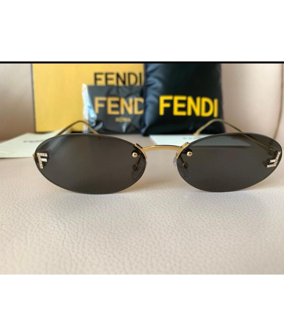 FENDI Серые металлические солнцезащитные очки, фото 3