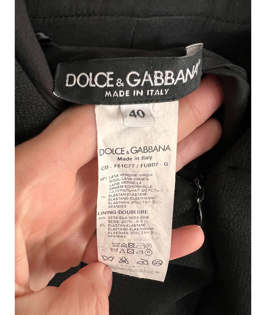 DOLCE&GABBANA Черное шерстяное коктейльное платье, фото 5