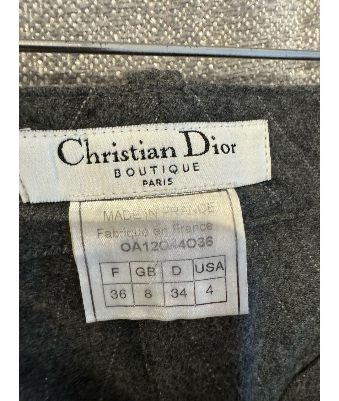 CHRISTIAN DIOR Серые шерстяные прямые брюки, фото 3