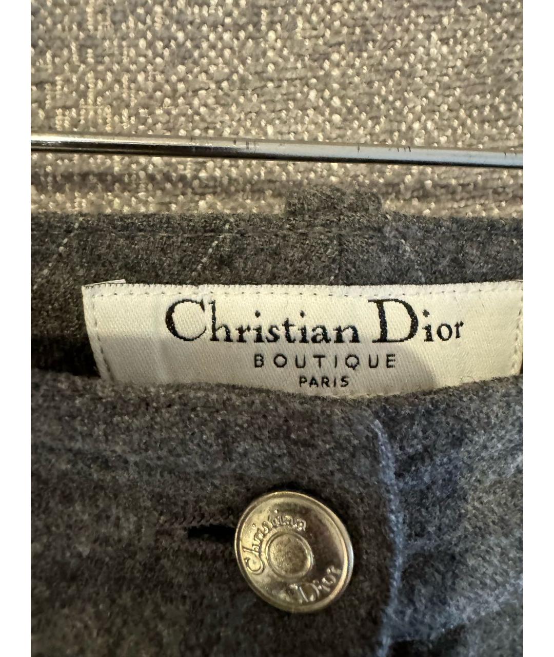 CHRISTIAN DIOR Серые шерстяные прямые брюки, фото 5