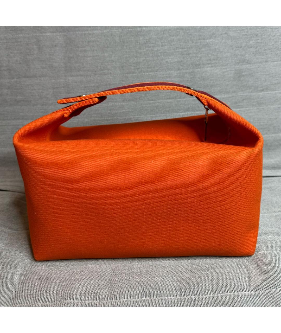 HERMES Оранжевая хлопковая косметичка, фото 3
