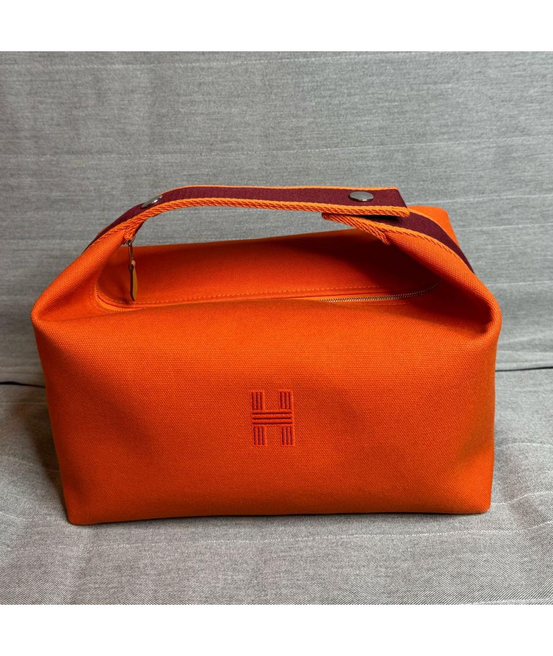 HERMES Оранжевая хлопковая косметичка, фото 2