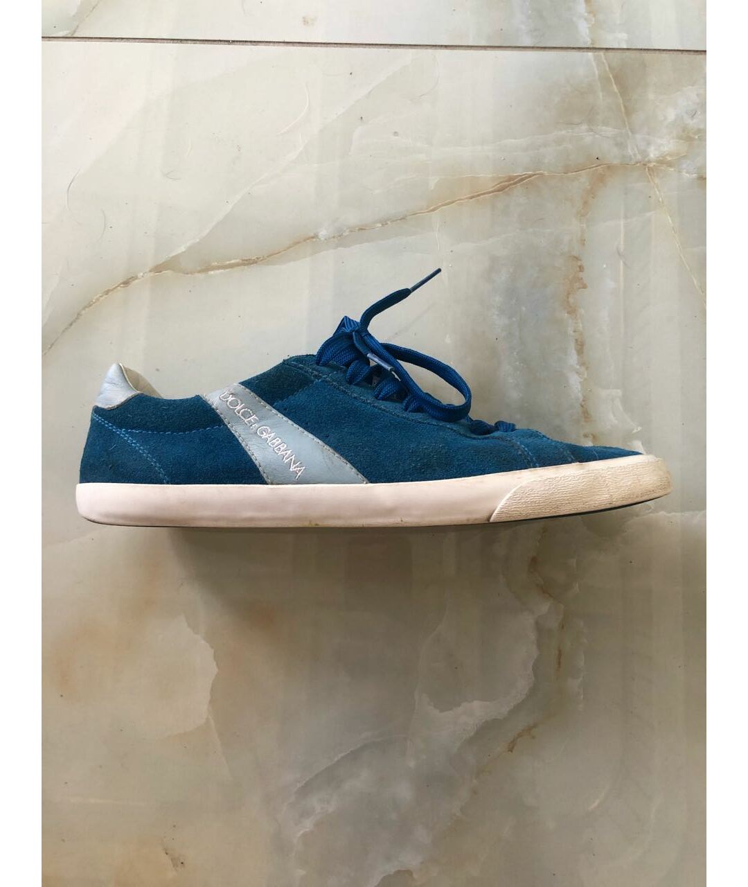DOLCE&GABBANA Синие замшевые низкие кроссовки / кеды, фото 6