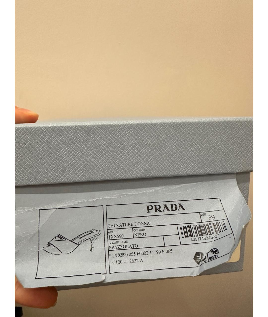 PRADA Черные кожаные мюли, фото 5