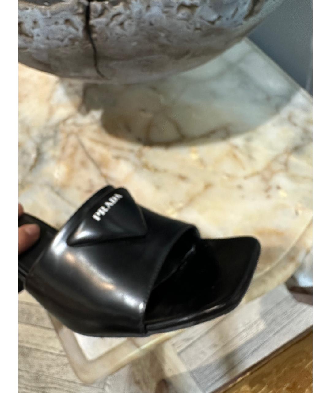 PRADA Черные кожаные мюли, фото 8