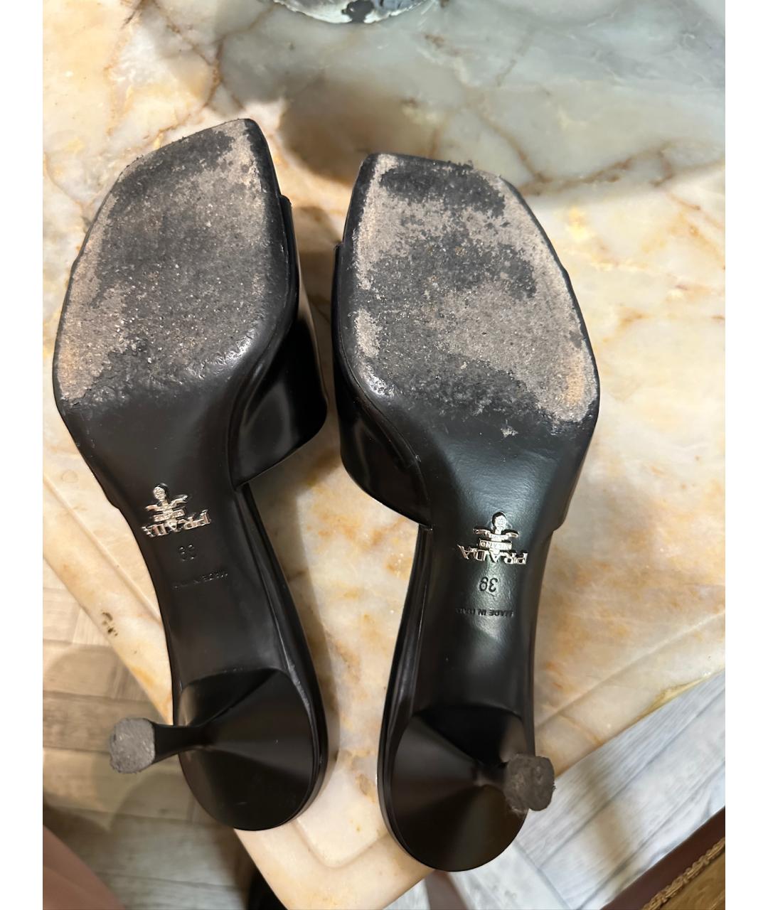PRADA Черные кожаные мюли, фото 4
