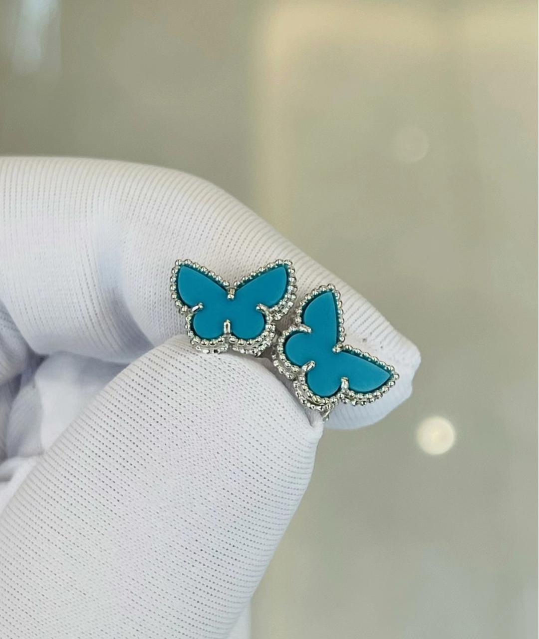 VAN CLEEF & ARPELS Бирюзовые серьги из белого золота, фото 3