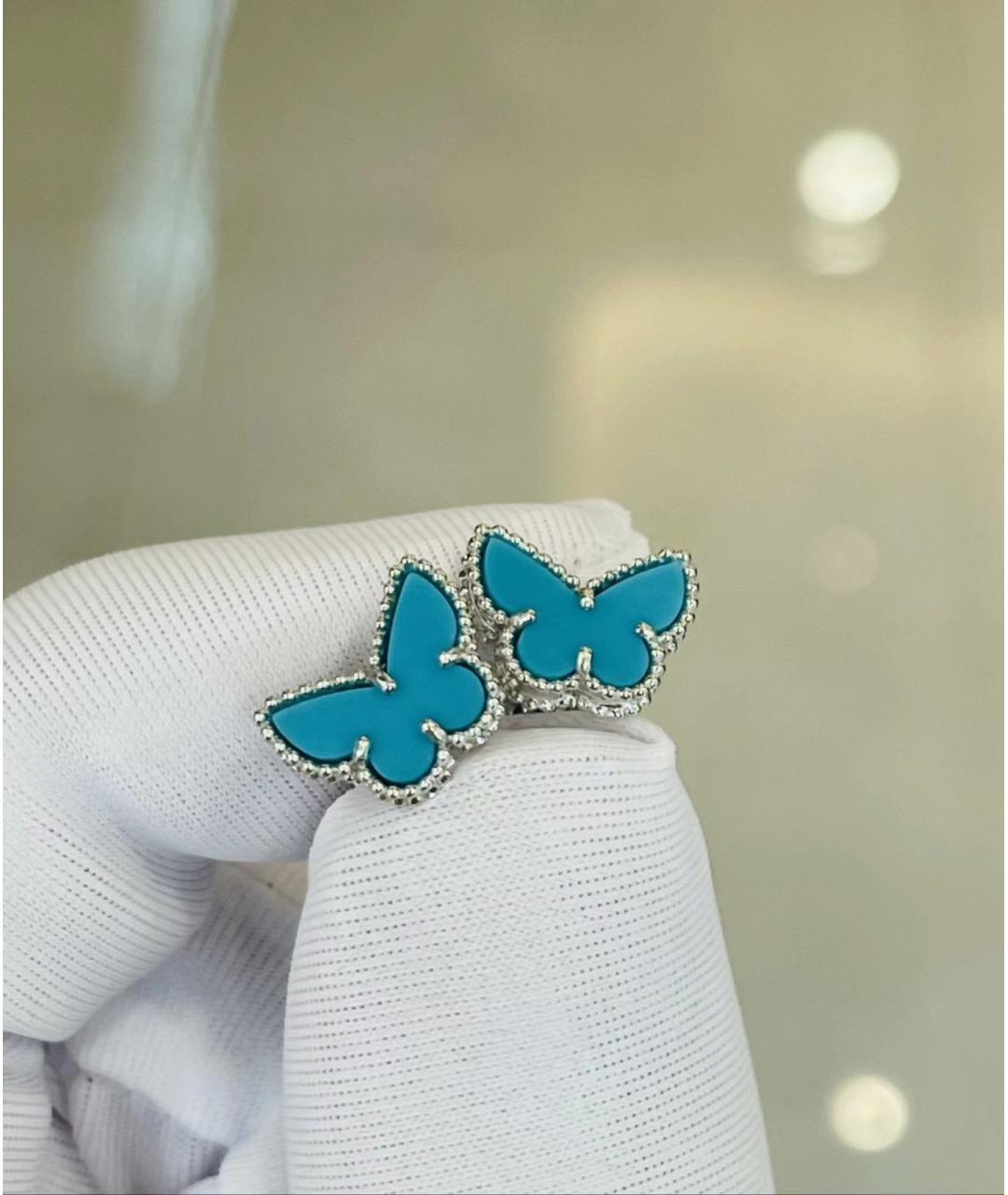 VAN CLEEF & ARPELS Бирюзовые серьги из белого золота, фото 2