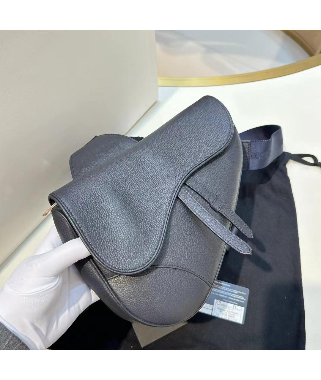 CHRISTIAN DIOR Темно-синяя кожаная сумка на плечо, фото 2