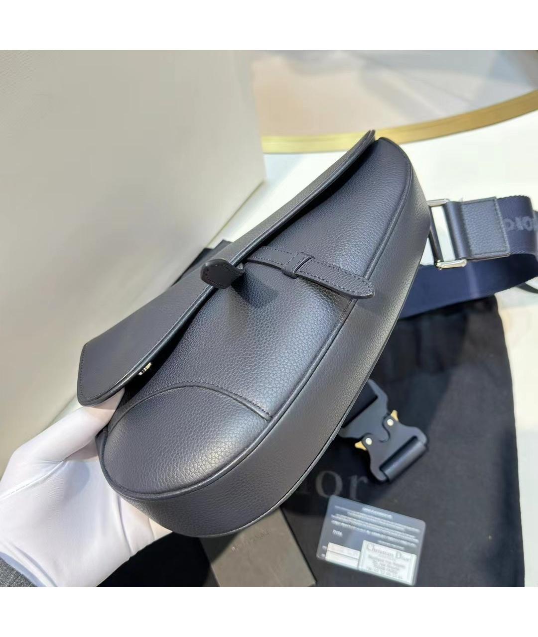 CHRISTIAN DIOR Темно-синяя кожаная сумка на плечо, фото 4