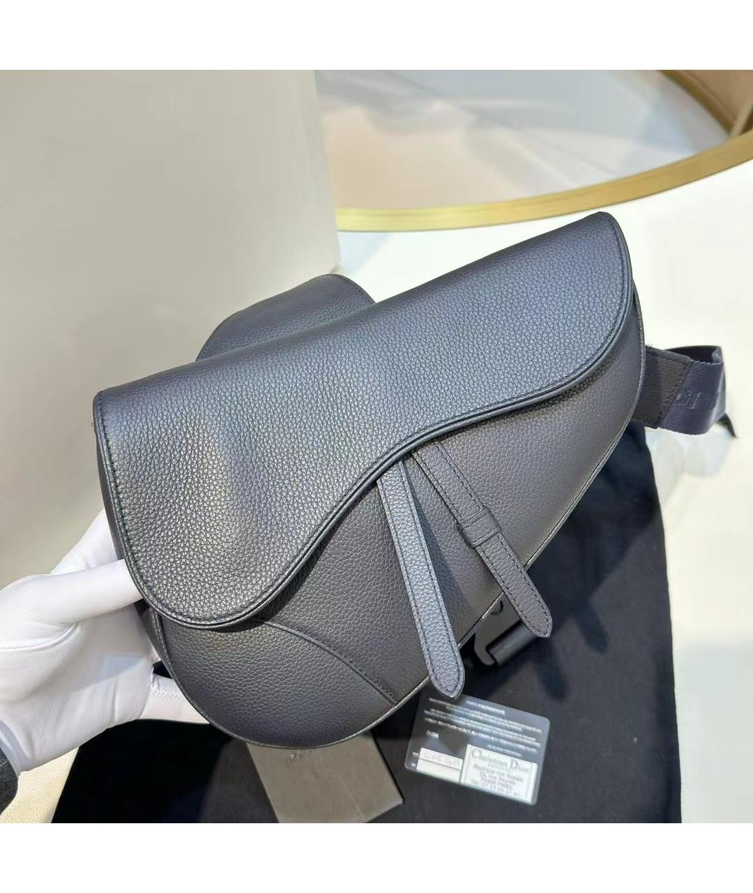 CHRISTIAN DIOR Темно-синяя кожаная сумка на плечо, фото 9