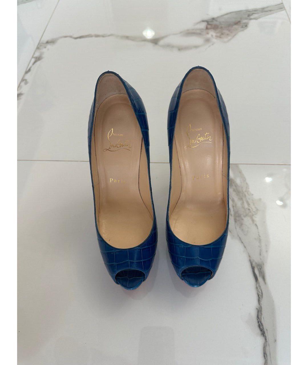 CHRISTIAN LOUBOUTIN Темно-синие туфли из экзотической кожи, фото 2