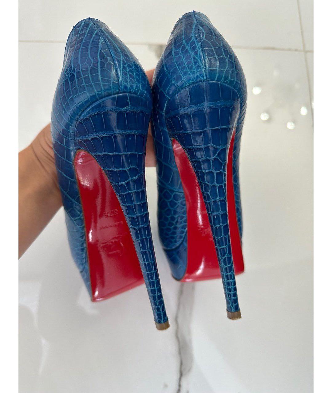 CHRISTIAN LOUBOUTIN Темно-синие туфли из экзотической кожи, фото 4