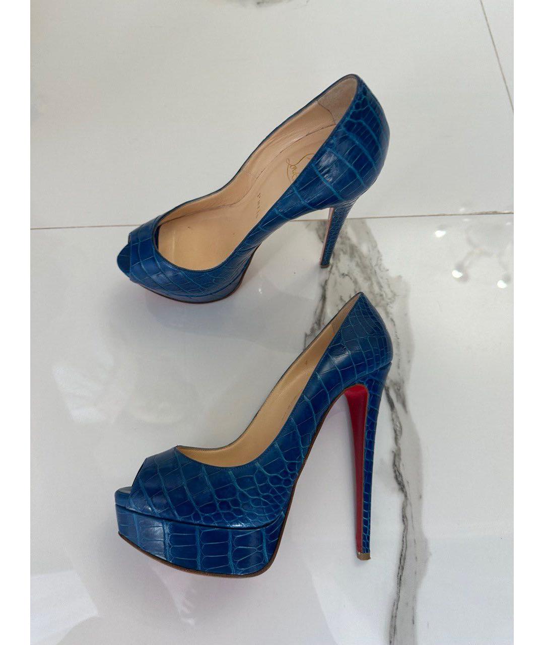 CHRISTIAN LOUBOUTIN Темно-синие туфли из экзотической кожи, фото 6