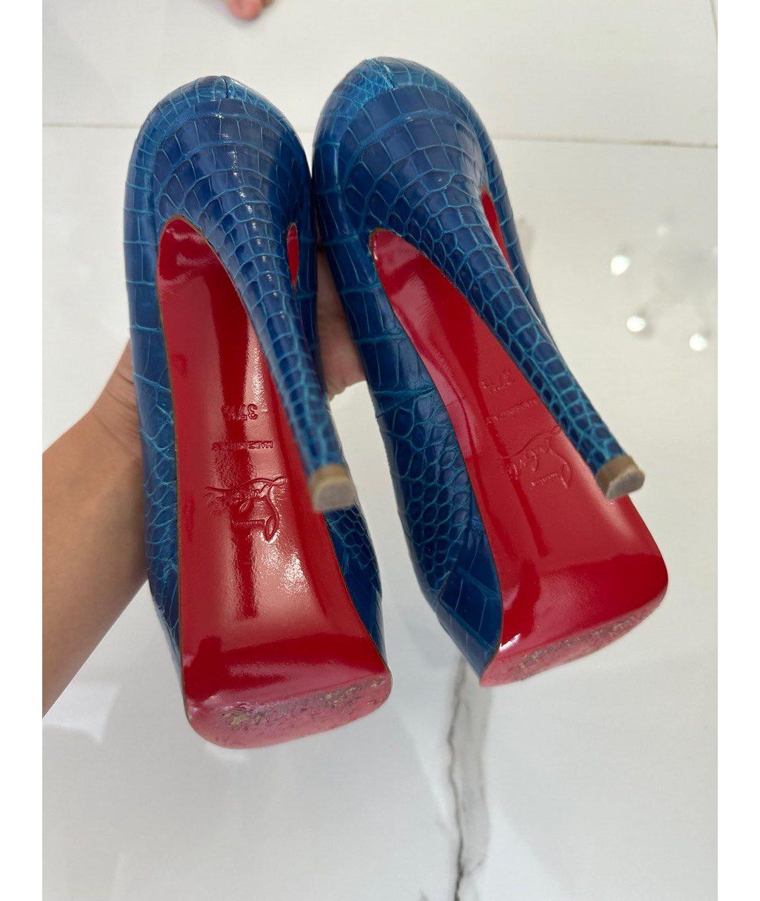 CHRISTIAN LOUBOUTIN Темно-синие туфли из экзотической кожи, фото 5