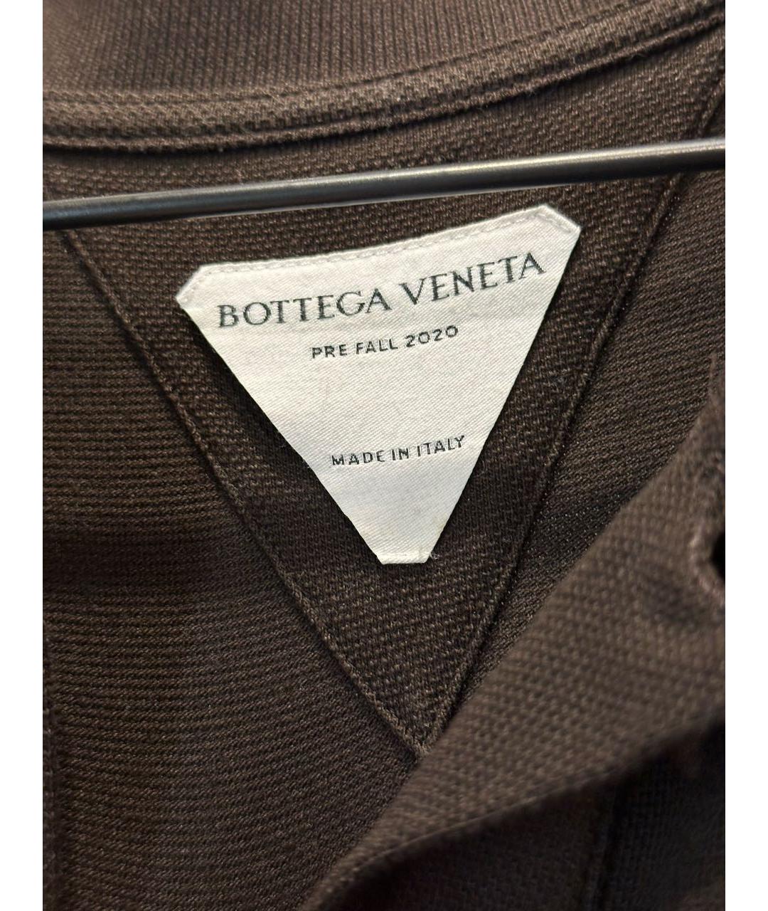 BOTTEGA VENETA Коричневое хлопковое поло с коротким рукавом, фото 3