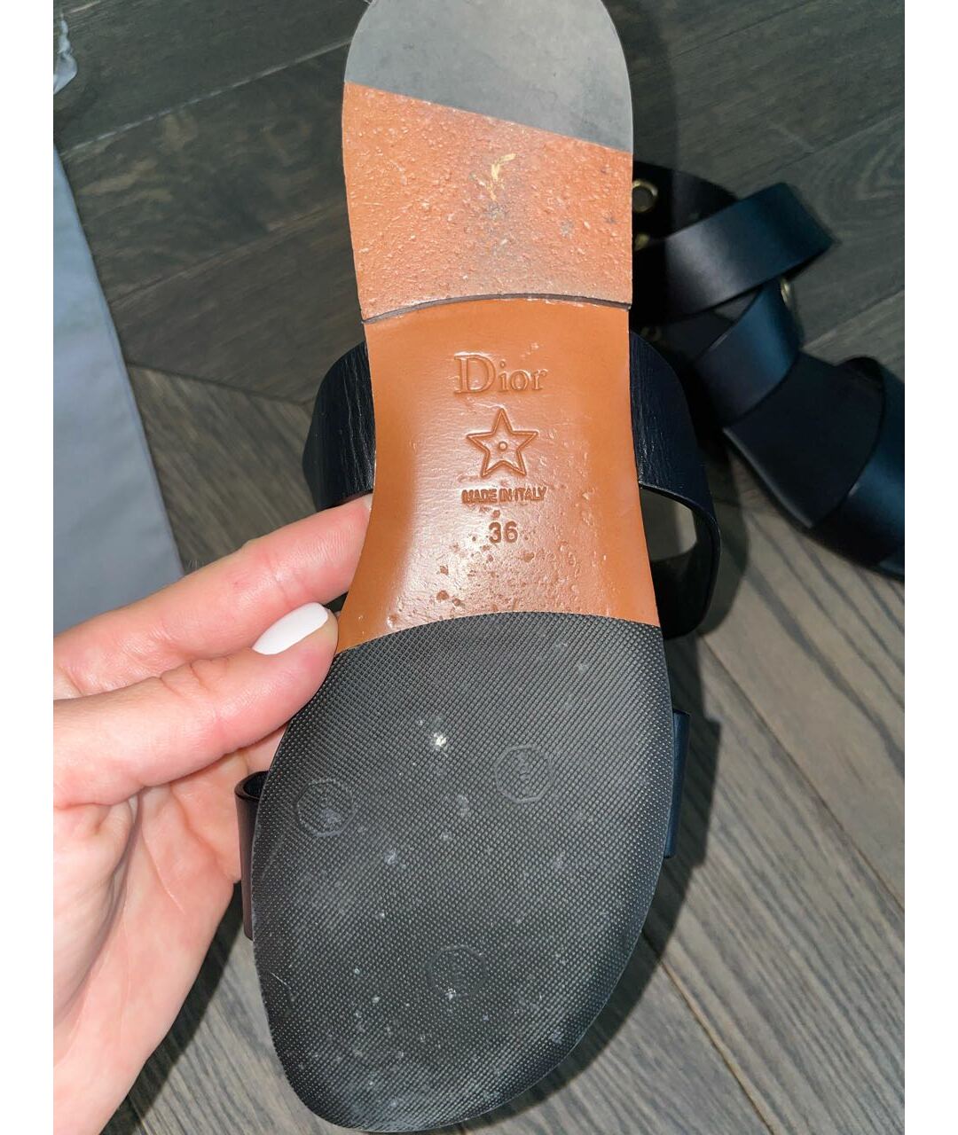 CHRISTIAN DIOR PRE-OWNED Черные кожаные сандалии, фото 7