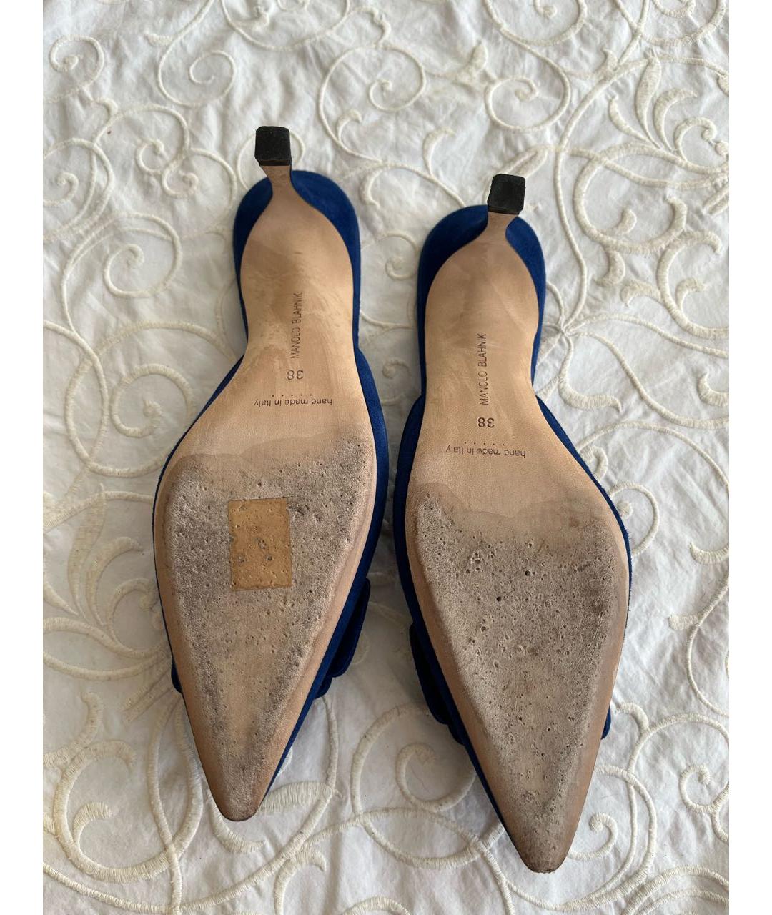 MANOLO BLAHNIK Синие замшевые мюли, фото 3