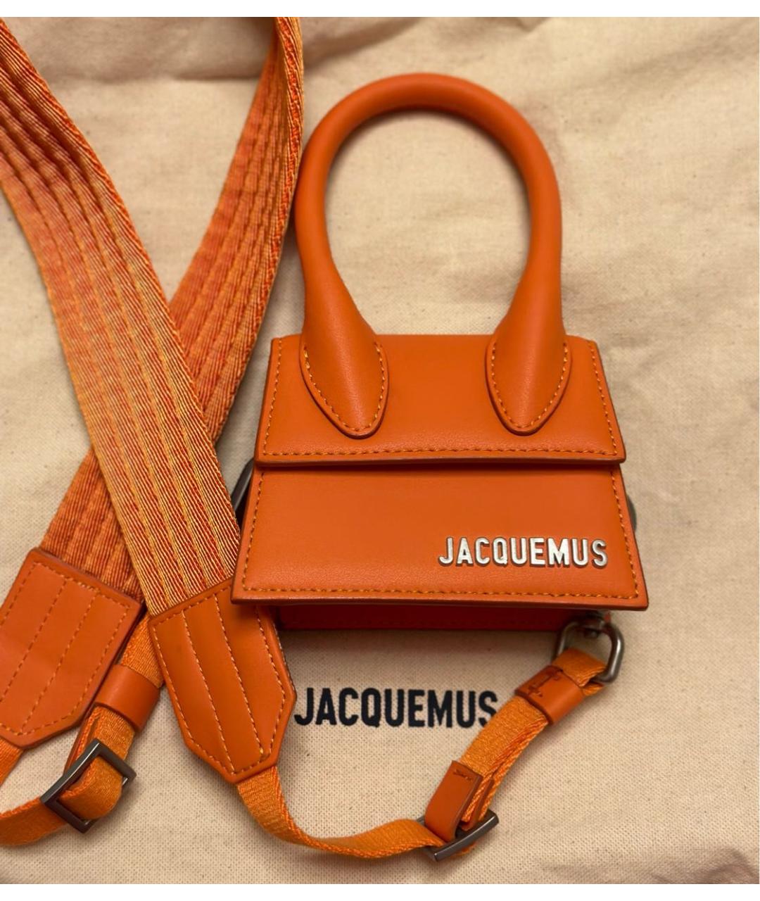 JACQUEMUS Оранжевая кожаная сумка через плечо, фото 6