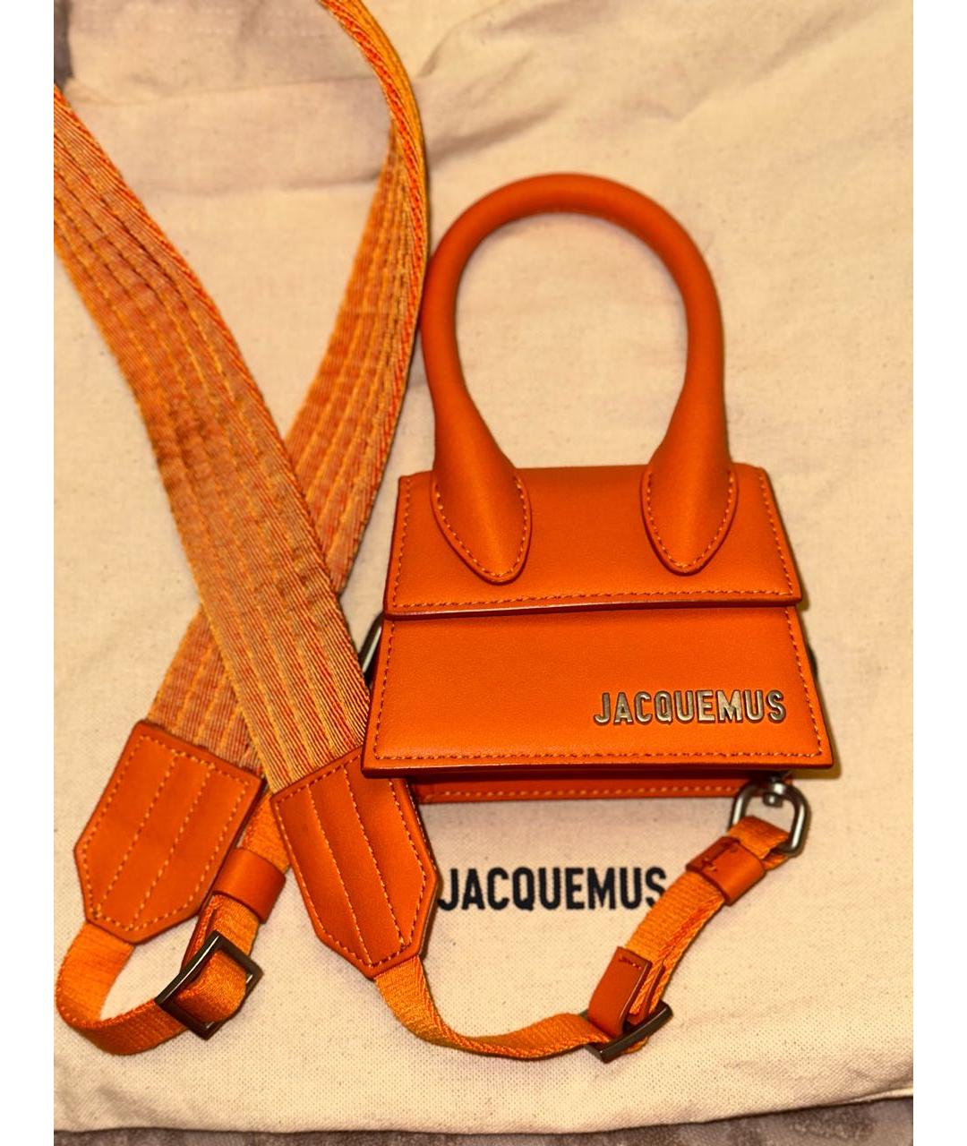 JACQUEMUS Оранжевая кожаная сумка через плечо, фото 2