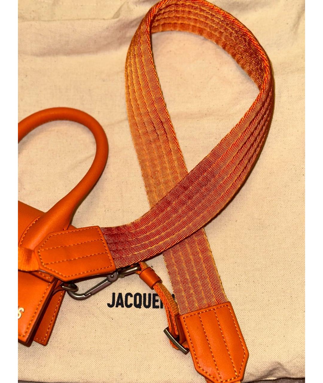 JACQUEMUS Оранжевая кожаная сумка через плечо, фото 4