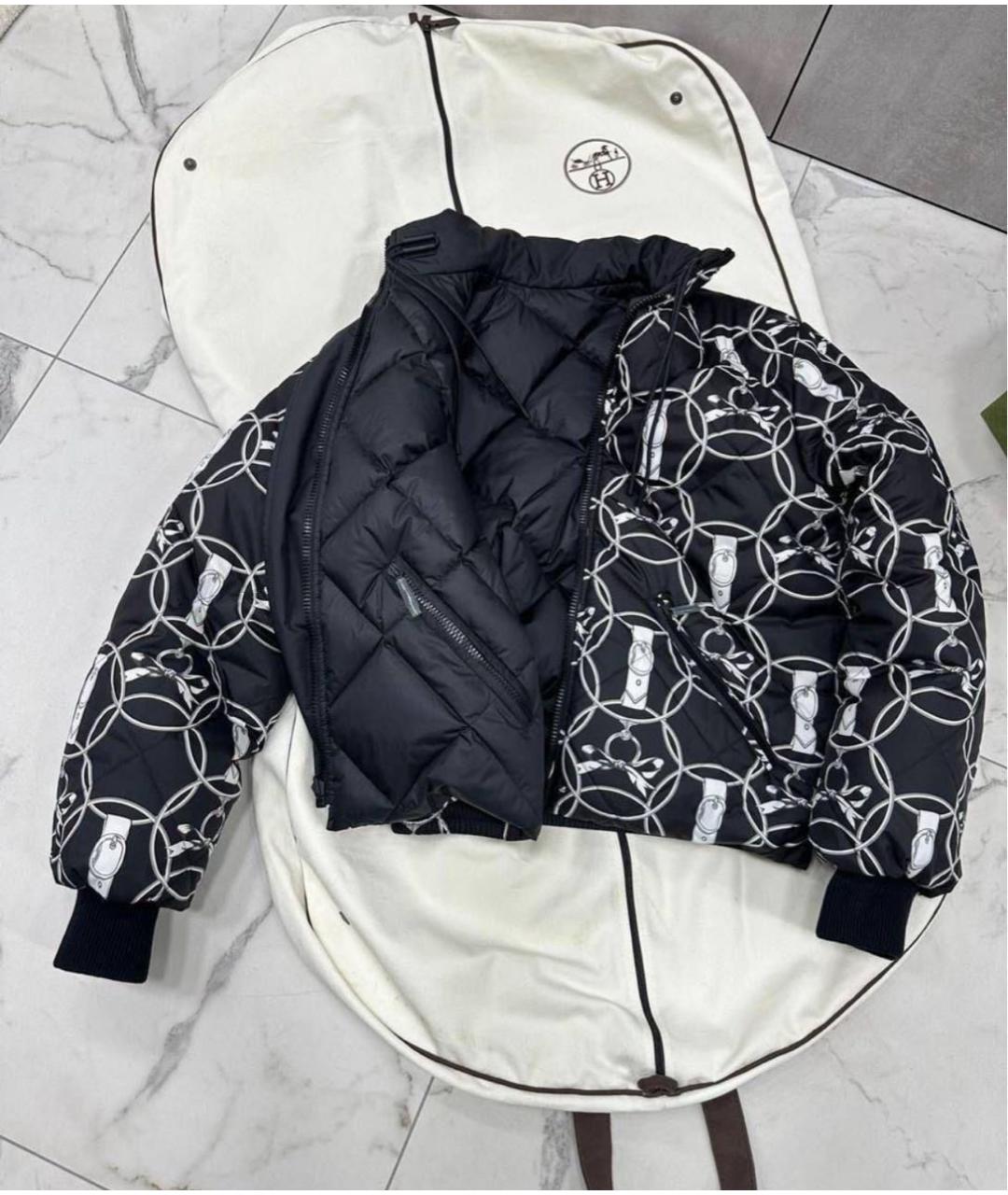 HERMES Черный полиэстеровый пуховик, фото 2