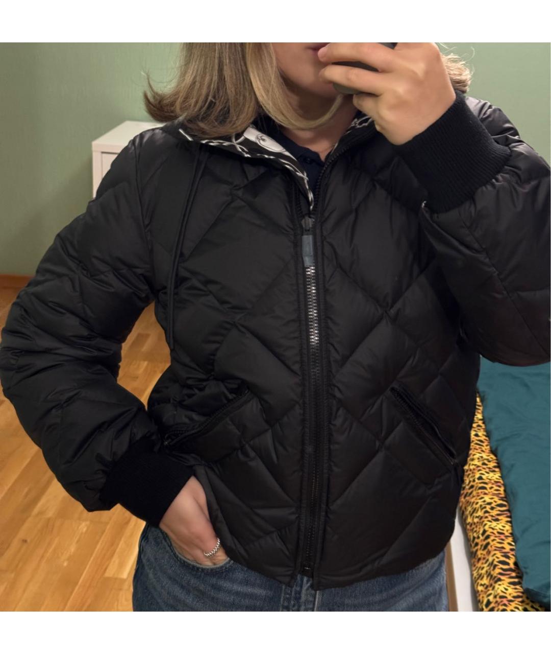 HERMES Черный полиэстеровый пуховик, фото 5