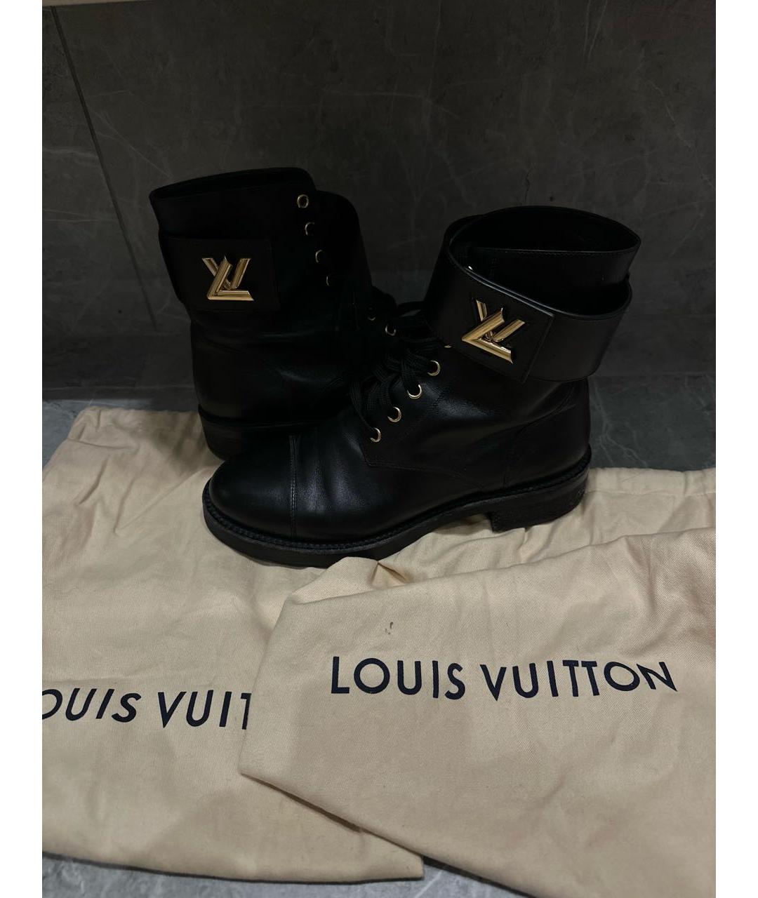 LOUIS VUITTON Черные кожаные ботинки, фото 2