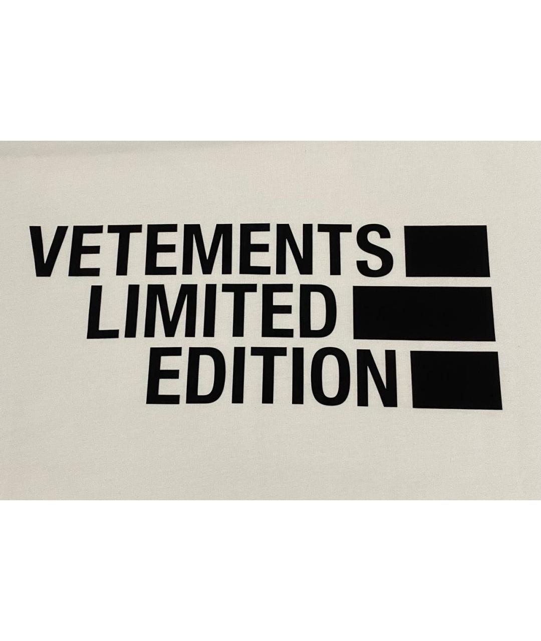 VETEMENTS Белая хлопковая футболка, фото 3