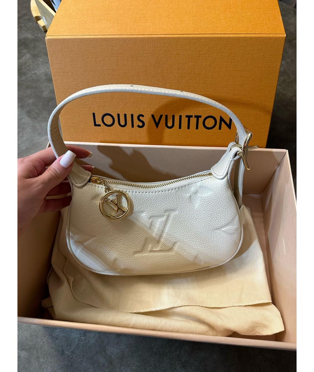 LOUIS VUITTON Бежевая кожаная сумка через плечо, фото 4