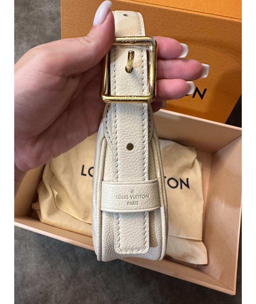 LOUIS VUITTON Бежевая кожаная сумка через плечо, фото 5