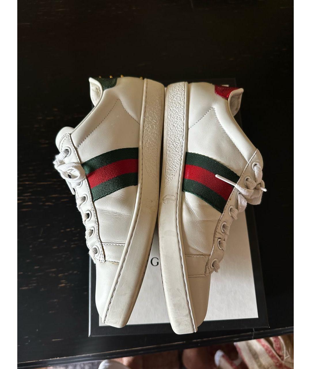 GUCCI Белые кожаные кеды, фото 3