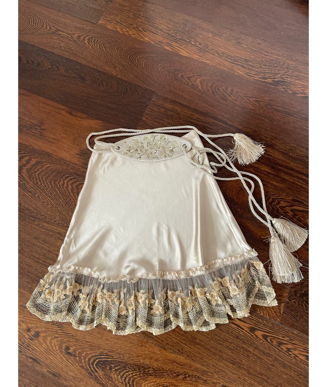 VALENTINO Бежевая шелковая юбка миди, фото 8