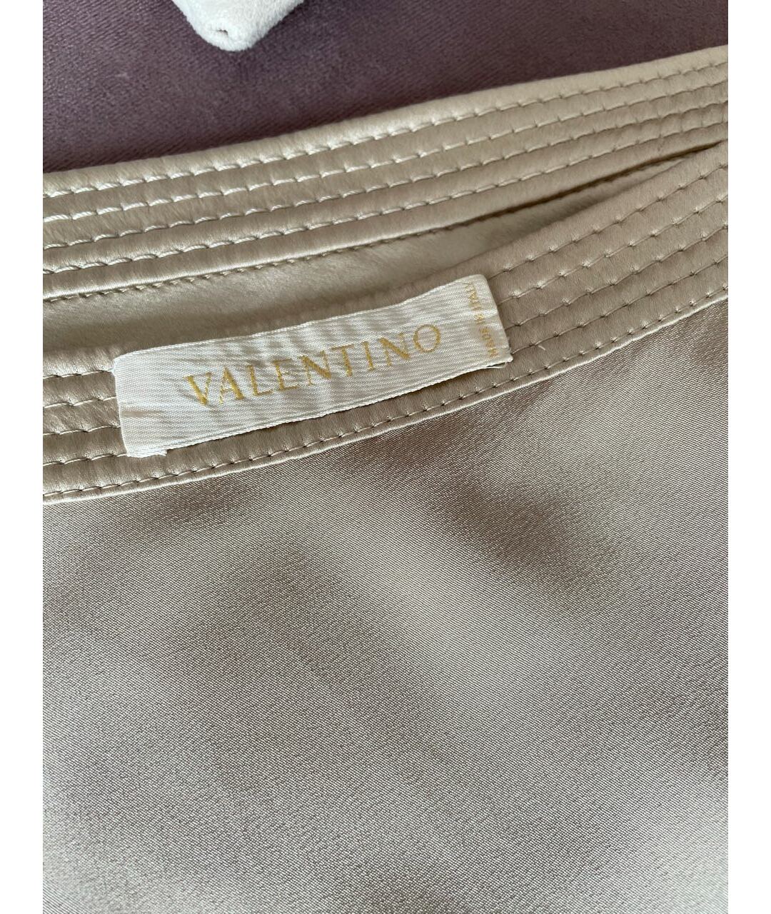 VALENTINO Бежевая шелковая юбка миди, фото 3