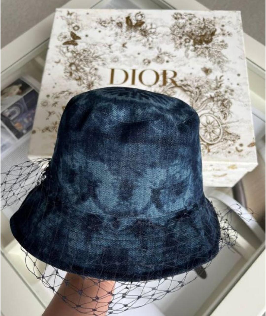 CHRISTIAN DIOR Синяя хлопковая панама, фото 4