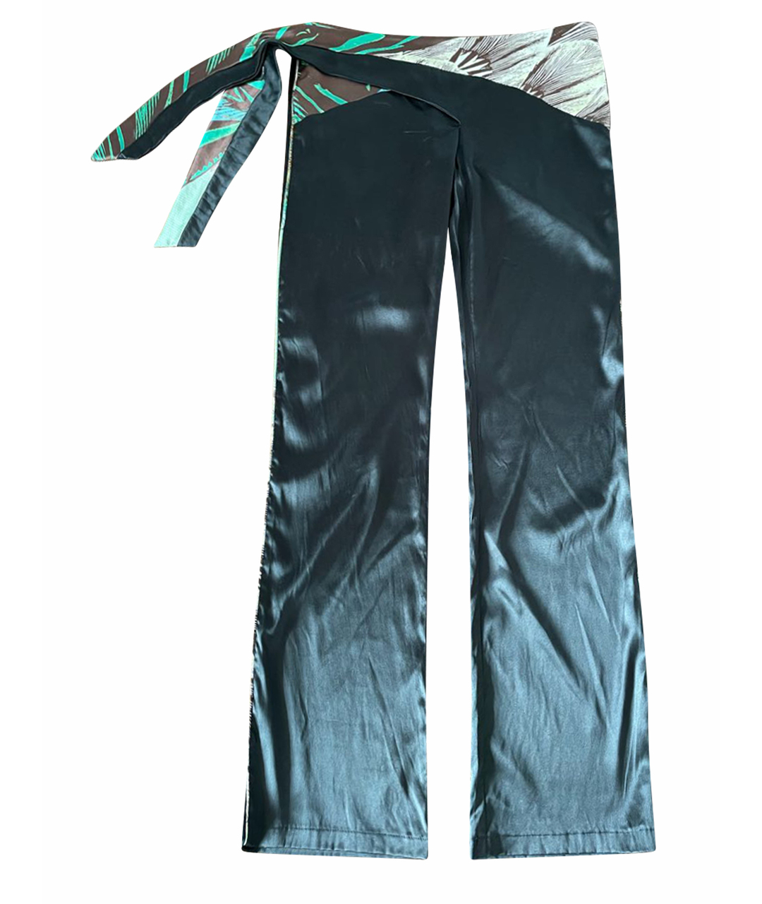 ROBERTO CAVALLI Черные шелковые прямые брюки, фото 1