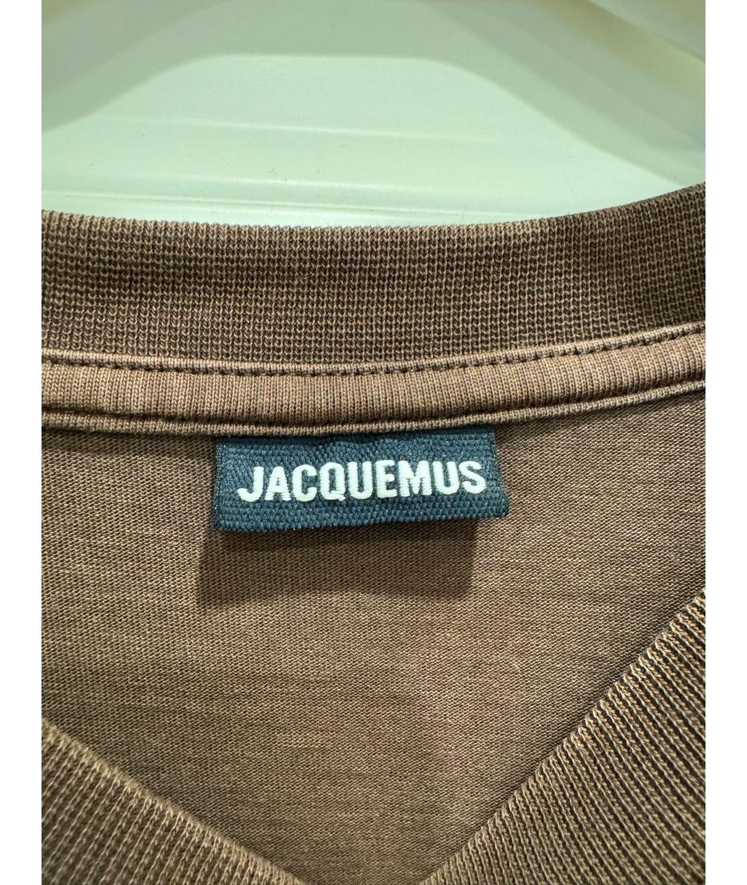 JACQUEMUS Коричневая хлопковая футболка, фото 3