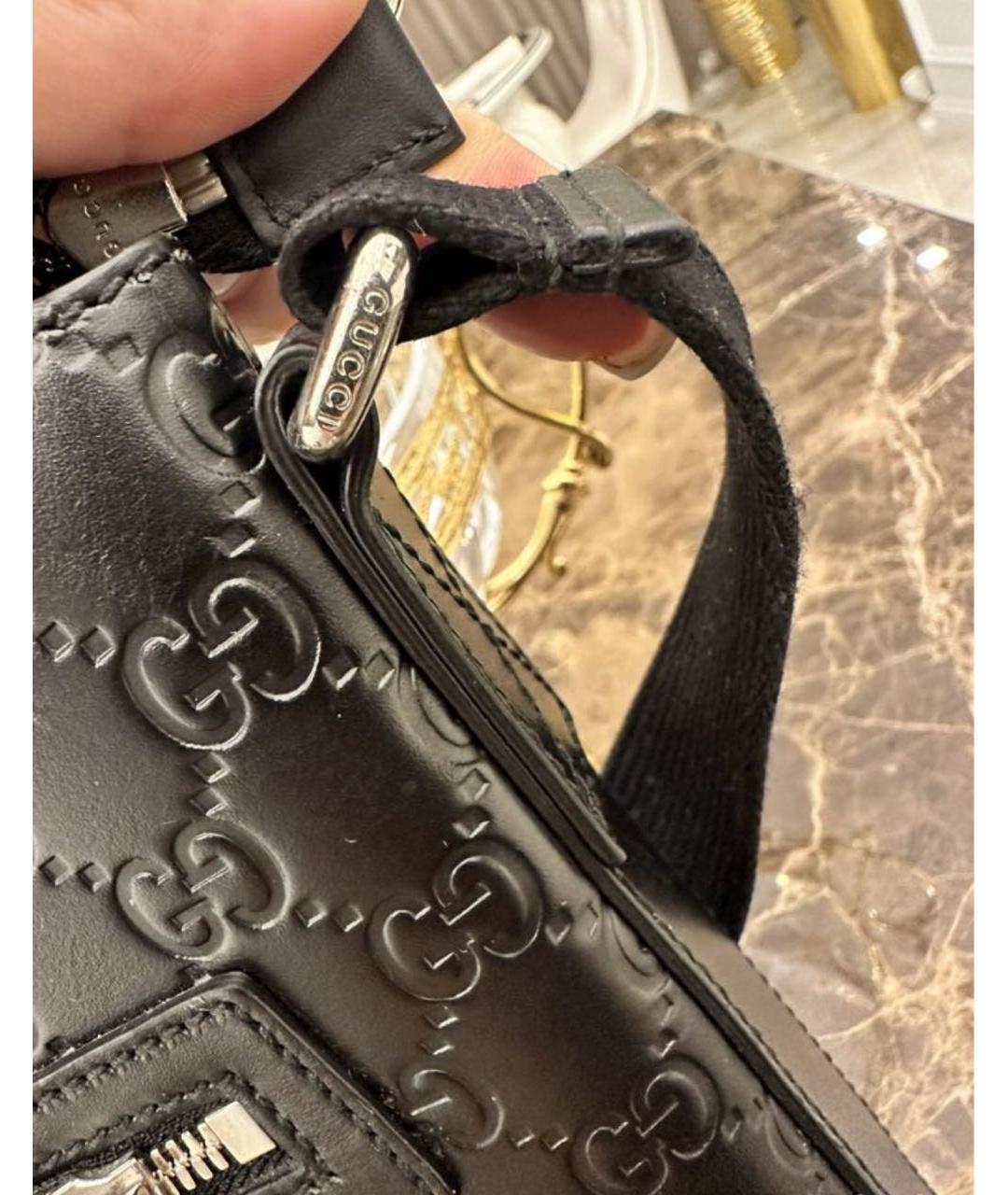 GUCCI Черная кожаная сумка на плечо, фото 2