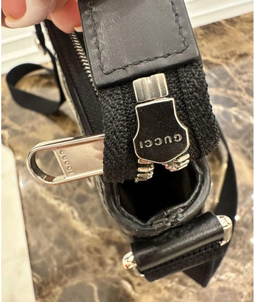 GUCCI Черная кожаная сумка на плечо, фото 6