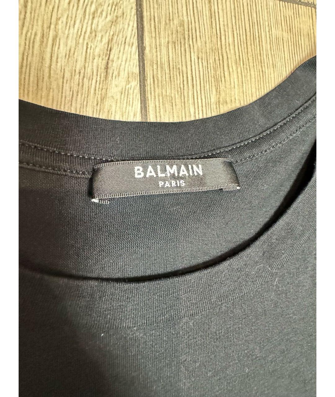 BALMAIN Черная хлопко-эластановая футболка, фото 3