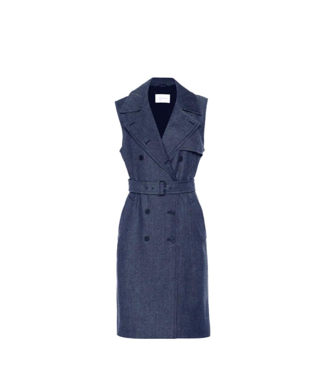 MAX MARA Темно-синее шерстяное повседневное платье, фото 4