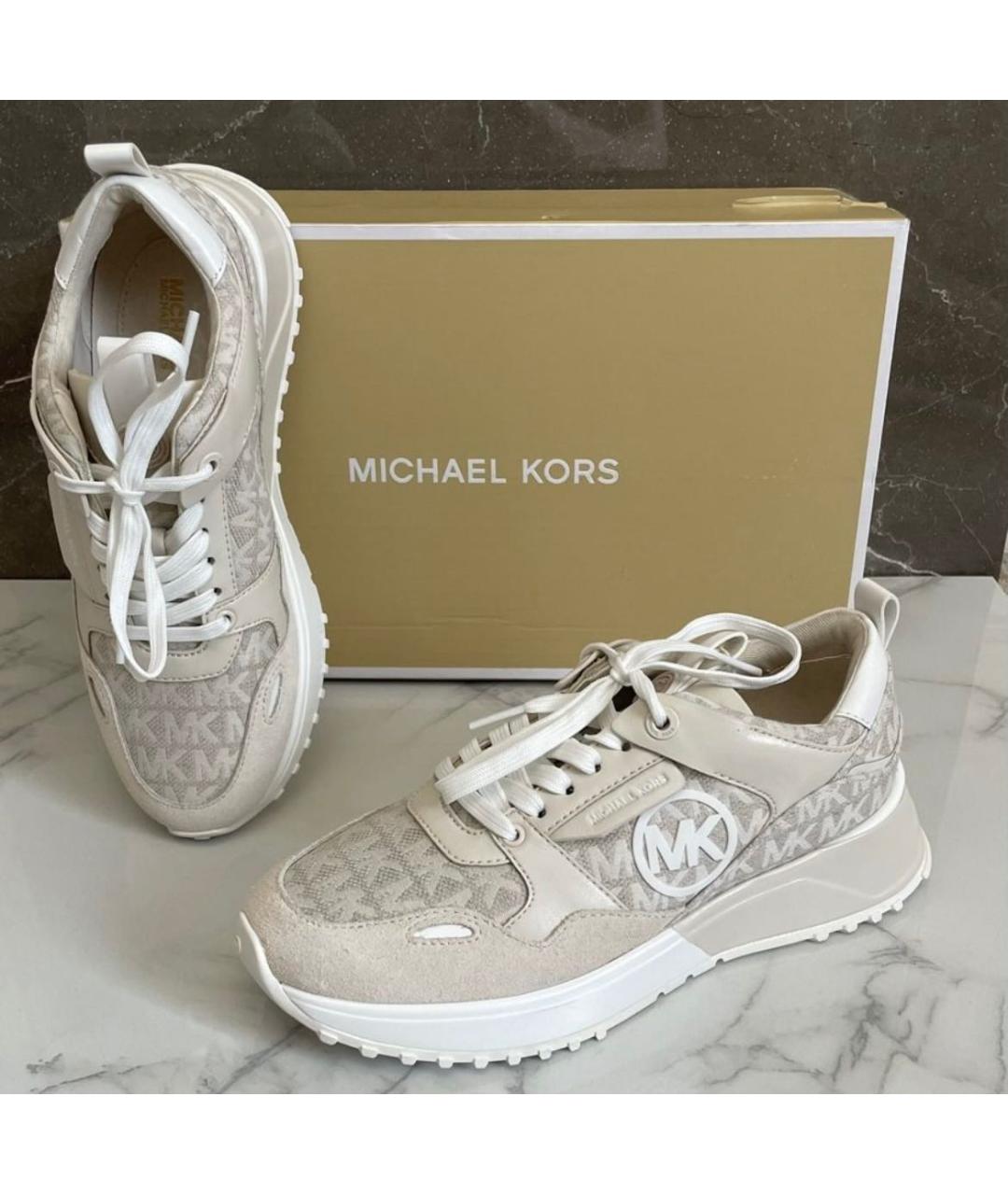 MICHAEL KORS Бежевые кроссовки из искусственной кожи, фото 3