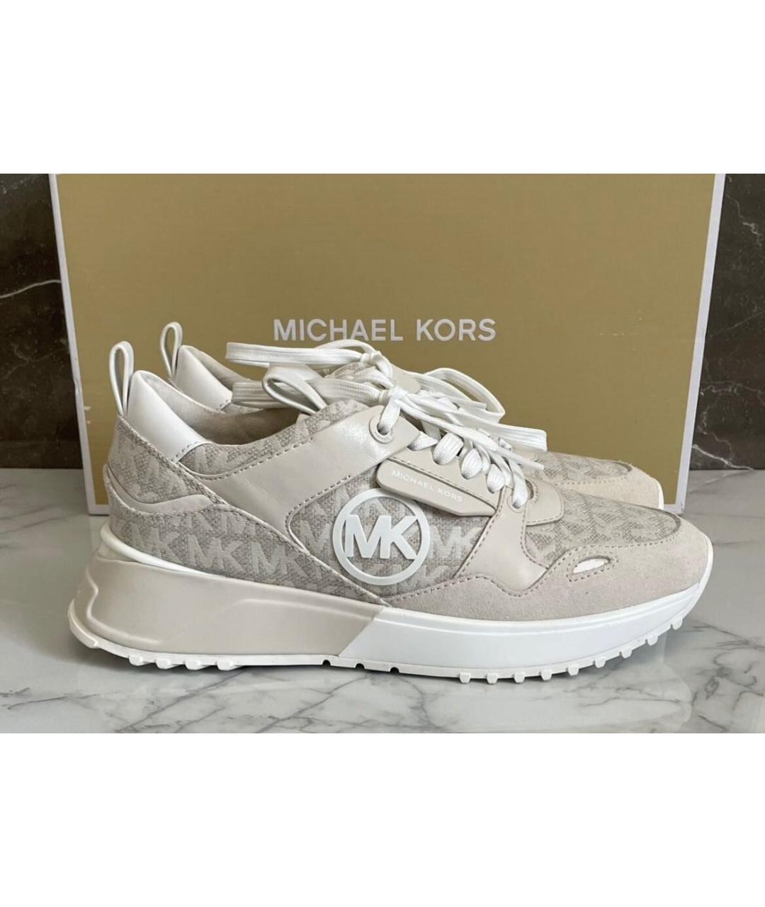 MICHAEL KORS Бежевые кроссовки из искусственной кожи, фото 7